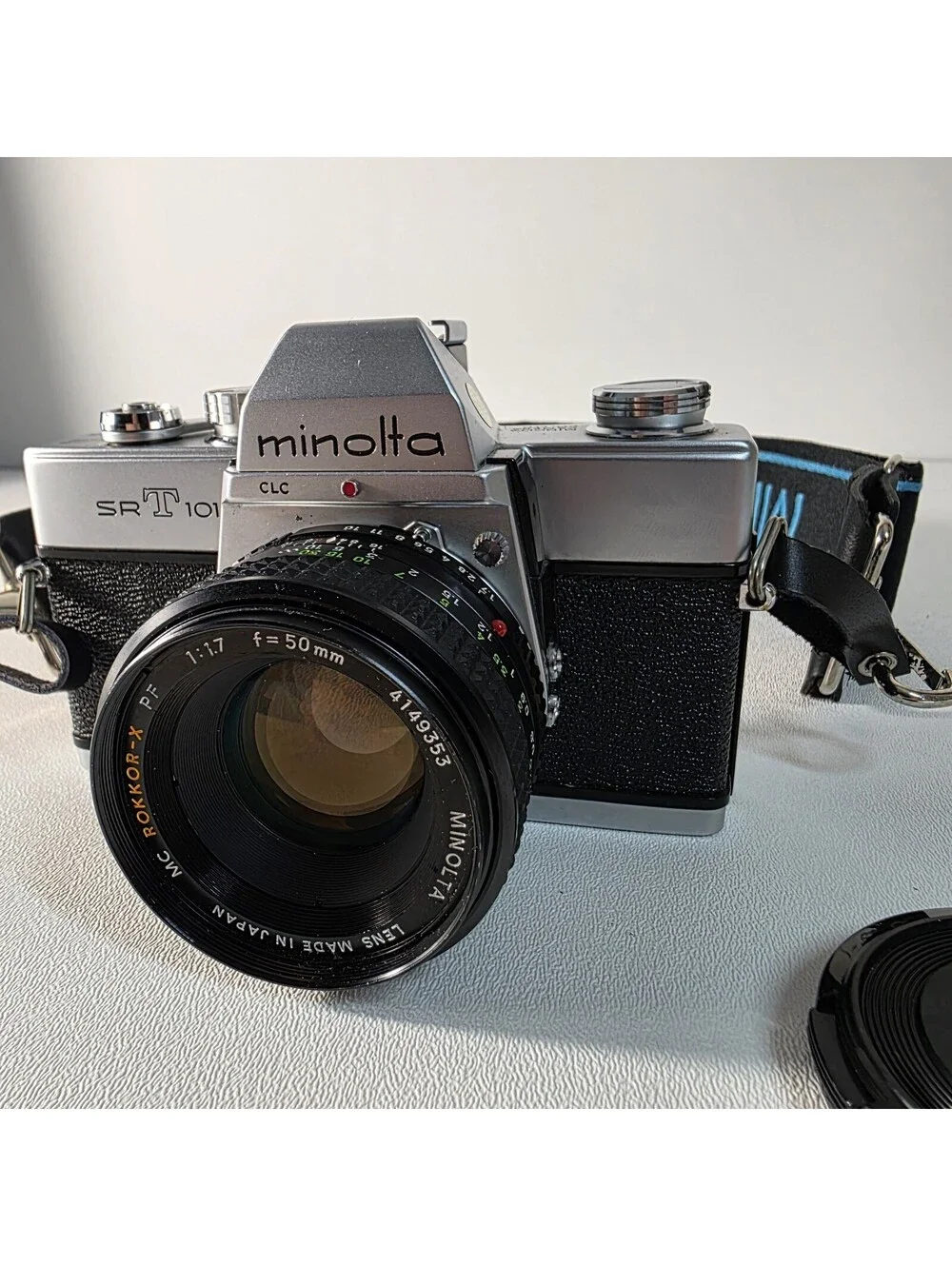 Minolta SRT 101 35mm Film Camera MC Rokkor PF 50mm F/1.7 W/Minolta  Strap